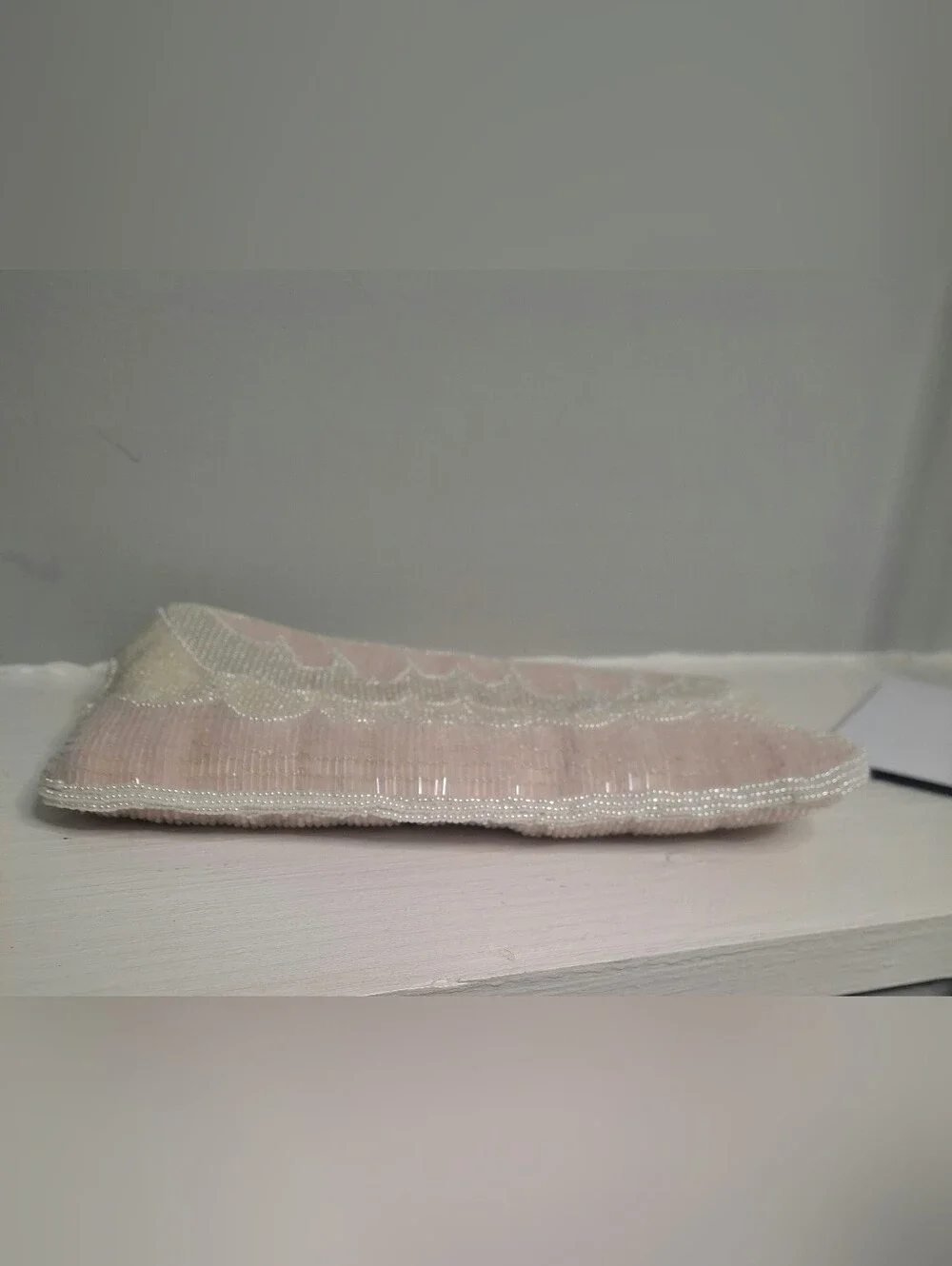 Lord & Taylor Vintage Pink Iridescent Beaded Evening Clutch Bag